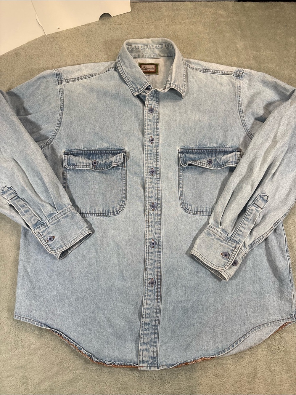 Vintage Algonquin Light Wash Denim Button Down Shirt XL Oversized No Flaws